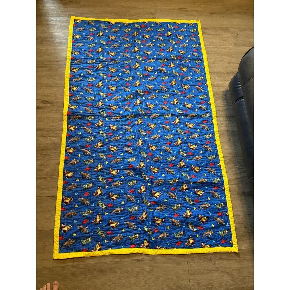 Disney Mickey Mouse Racing Handmade Quilt Blanket 41x68 soft Toddler Lap Throw - Picture 2 of 8